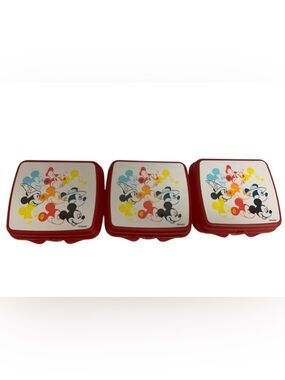 Tupperware Disney Mickey Mouse Through the Years Sandwich Containers (3) NWOT